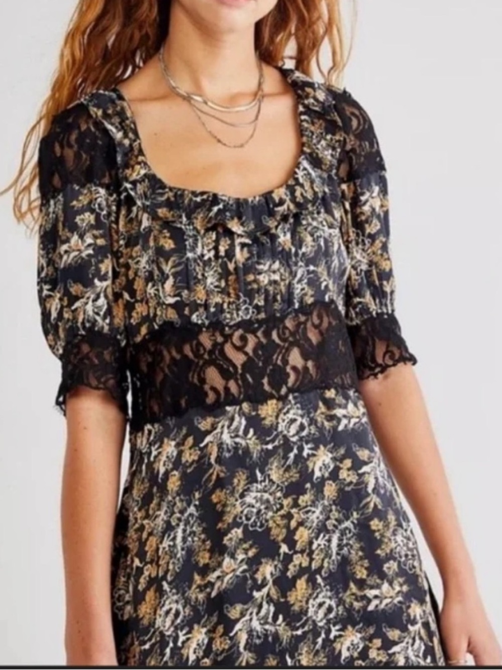 Free People Lucie Mini Dress Black Floral Lace Open Back Boho Size 2 NWT - Picture 4 of 12